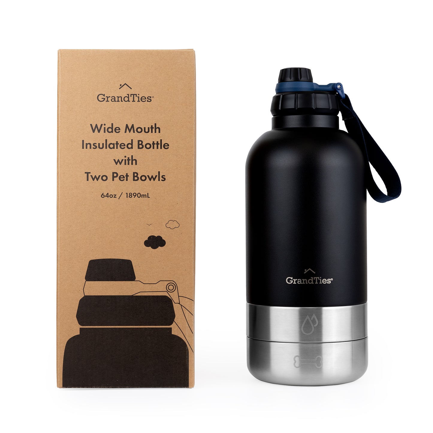 GRANDTIES グランタイズ ワイドマウスボトル& 2ペットボウル【1890ml】