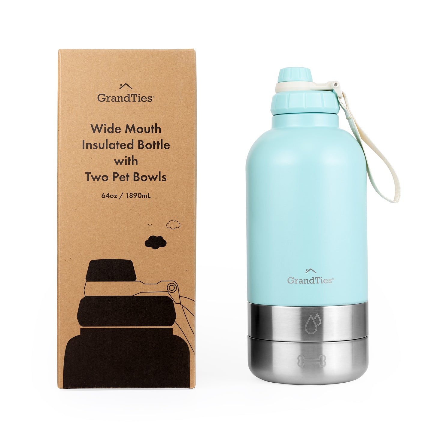 GRANDTIES グランタイズ ワイドマウスボトル& 2ペットボウル【1890ml】